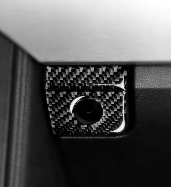 Red/Black Carbon Fiber Glove Box Button Trim
