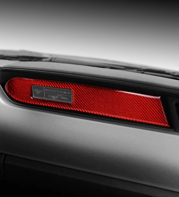 Red/Black Carbon Fiber Interior Dashboard Strip Mustang Hunters