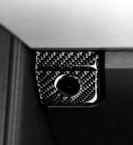 Red/Black Carbon Fiber Glove Box Button Trim