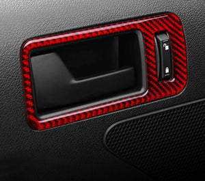 Red/Black Carbon Fiber Door Handles Trim