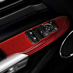 Red/Black Carbon Fiber Window Control Switch Panel Cover