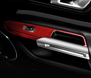 Red/Black Carbon Fiber Window Control Switch Panel Cover