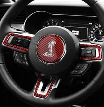 Load image into Gallery viewer, Red/Black Carbon Fiber Steering Wheel Trim
